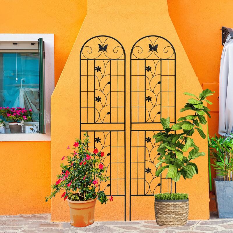 2 Pack Metal Garden Trellis 86.7in x 19.7in Rustproof Trellis