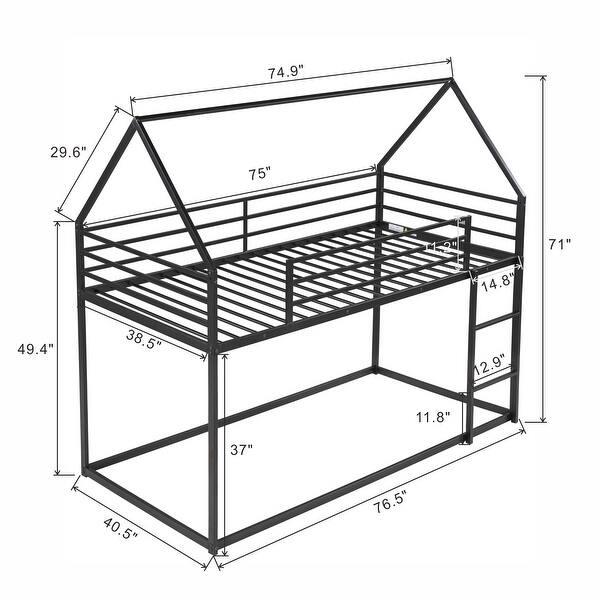 dimension image slide 3 of 4, Stylish & Timeless Design Twin over Twin House Bunk Bed with Built-in Ladder, Sturdy Construction & Safety Guaranteed, White