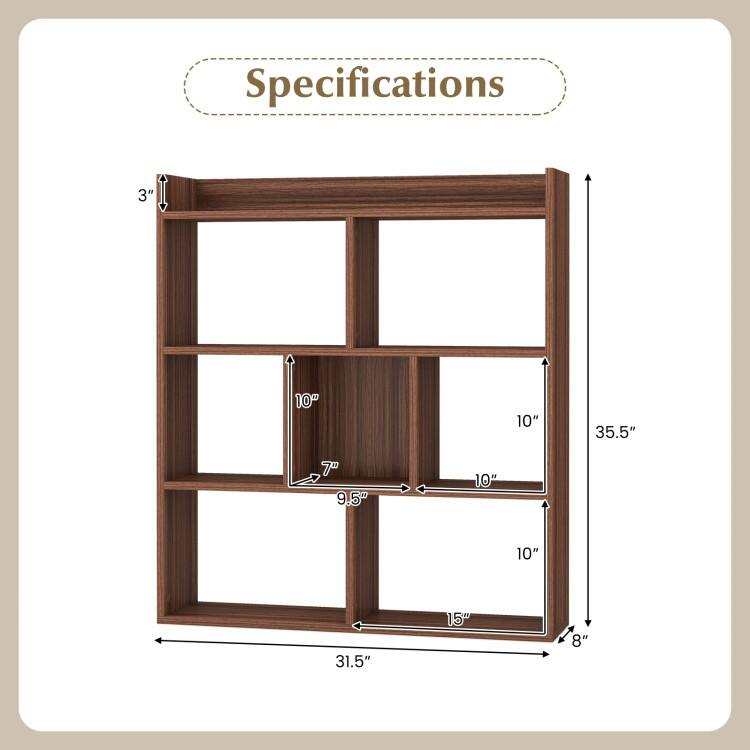 7 Cubes Open-Back Bookshelf with Anti-Toppling Devices - 31.5" x 8" x 35.5" (L x W x H)
