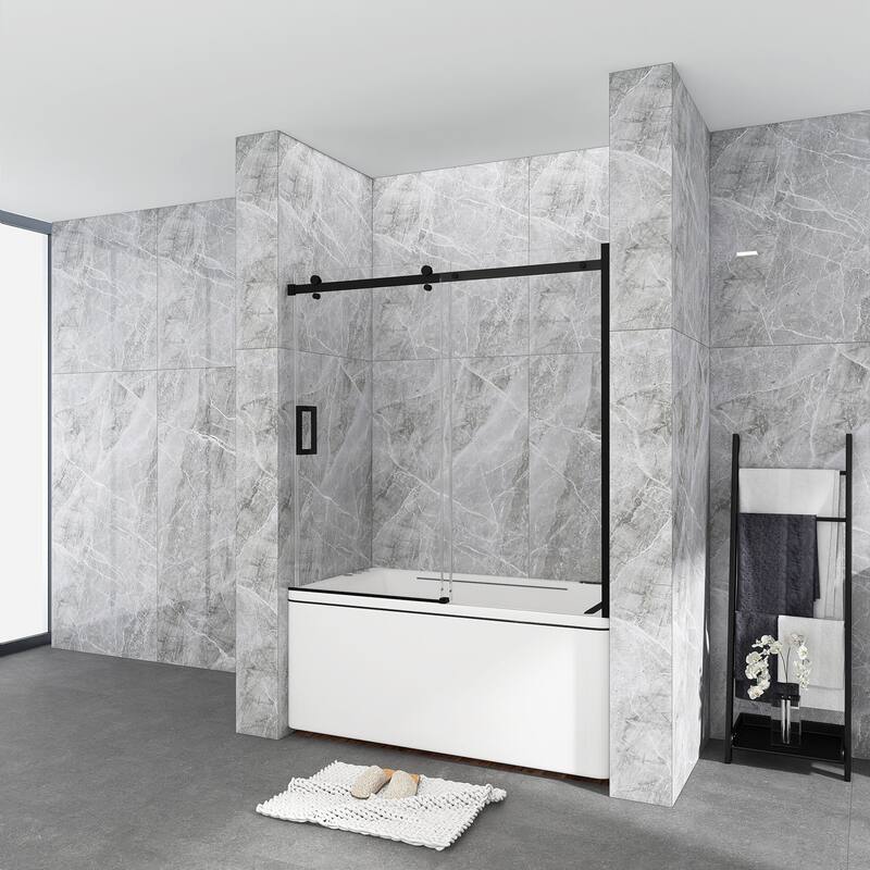60 in. W x 58 in. H Single Sliding Tub Door with Clear Tempered Glass - 60" x 58"