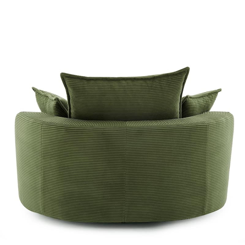 360° Swivel Sofa Chair Accent Barrel Chair 57.5"Swivel Round Chair with Dual-layer Cushion Design and 3 Removable Pillows