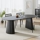 preview thumbnail 4 of 22, 79" Oval Solid Wood Dining Table Duble Pedestal Seats 6 Black