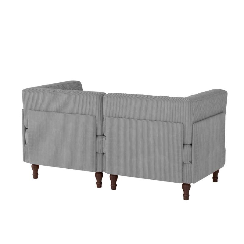 Modular Corduroy Corner Sectional Sofa Couch Set with Tufted Cushion