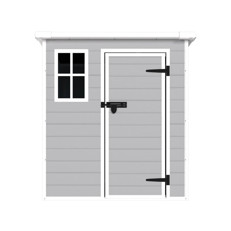 6x6 FT Storage Shed, Waterproof Resin Outdoor Storage Shed with Floor & Window & Lockable Doors and Vents, Tool Shed