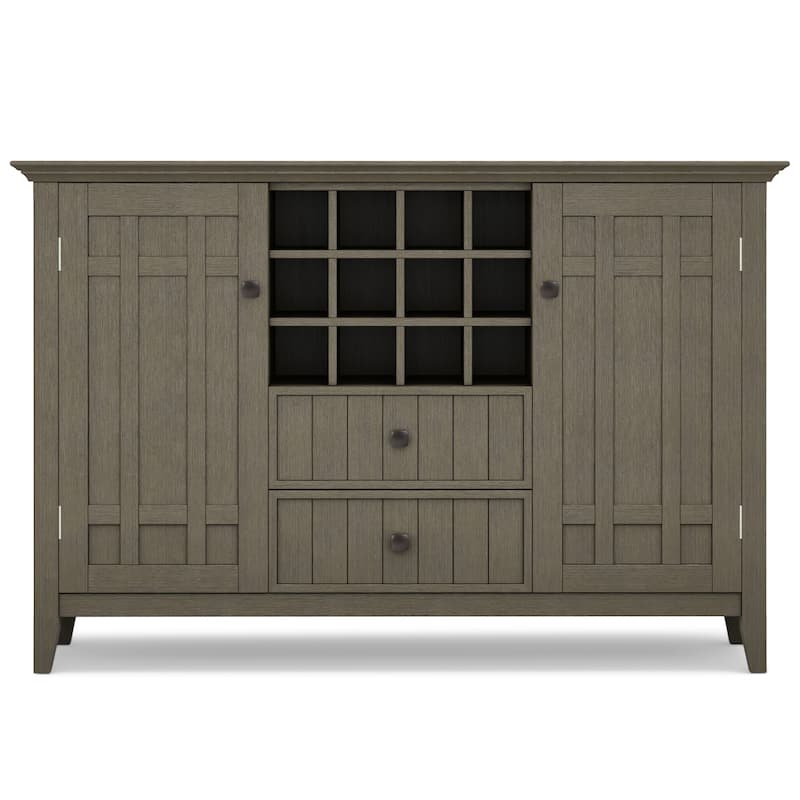 WYNDENHALL Freemont SOLID WOOD 54 inch Wide Transitional Sideboard Buffet and Wine Rack - 54 W x 17 D x 36 H