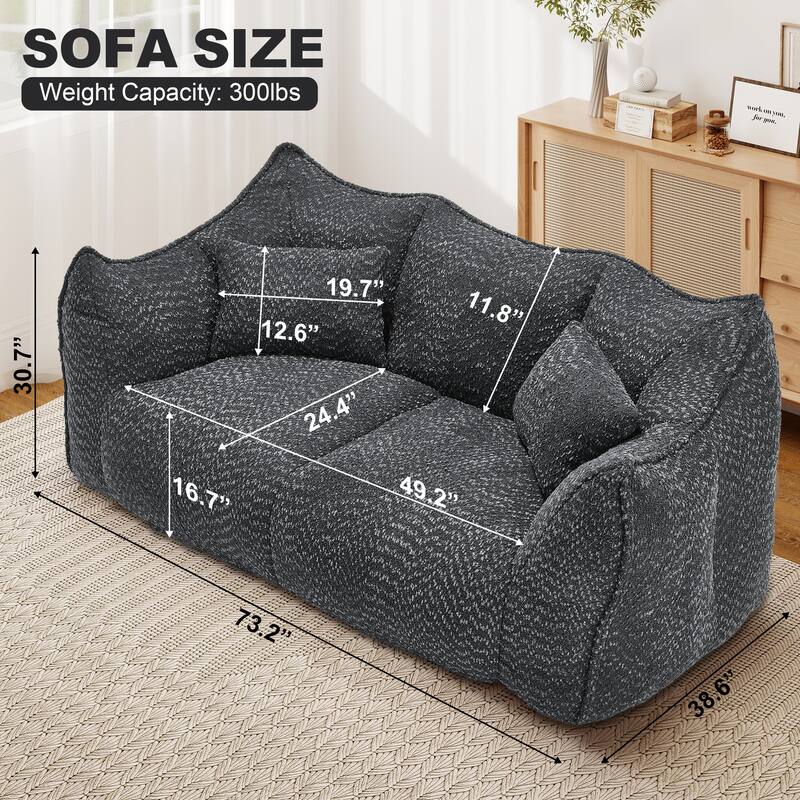 Rossetta Soft Comfortable Square Beanbag Chair with Armrests