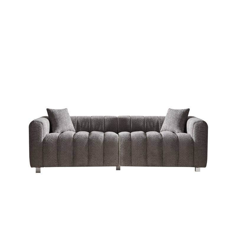 87.4" Teddy Velvet 3-Seater Sofa with Ergonomic & Space-Saving Design - Gray