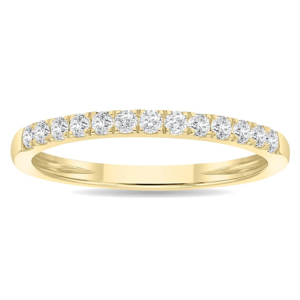 1/4 Carat TW 2MM Round Diamond Wedding Band in 10K Yellow Gold