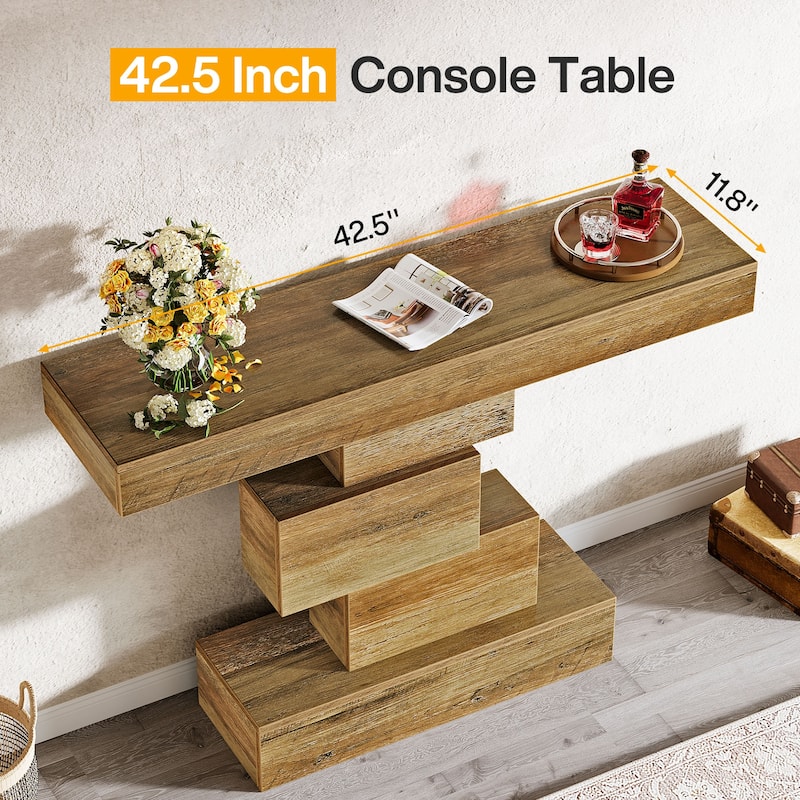 42 Inches Industrial Wood Console Table for Living Room Entryway - 11.8"D x 42.5"W x 31.5"H