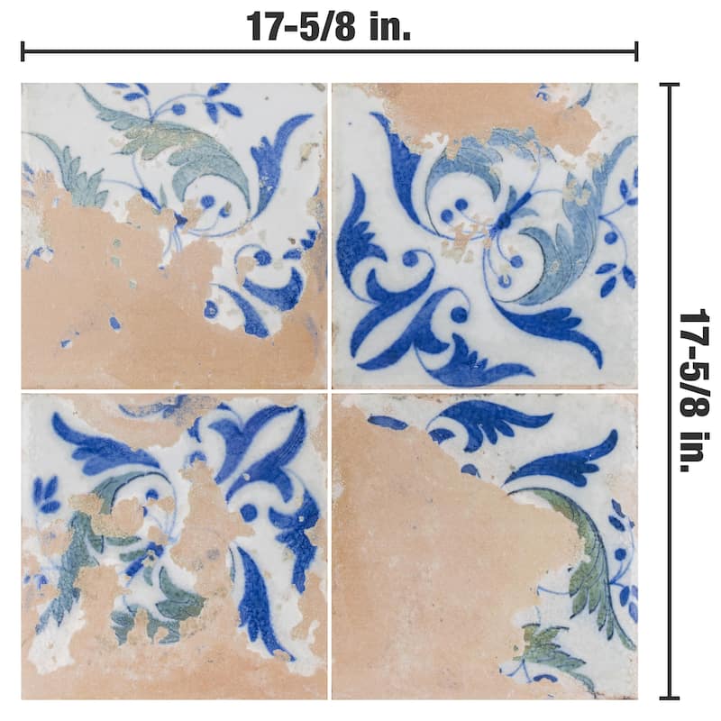 Merola Tile Kings Luxe Heritage Leaves 17-5/8" x 17-5/8" Ceramic Floor and Wall Tile