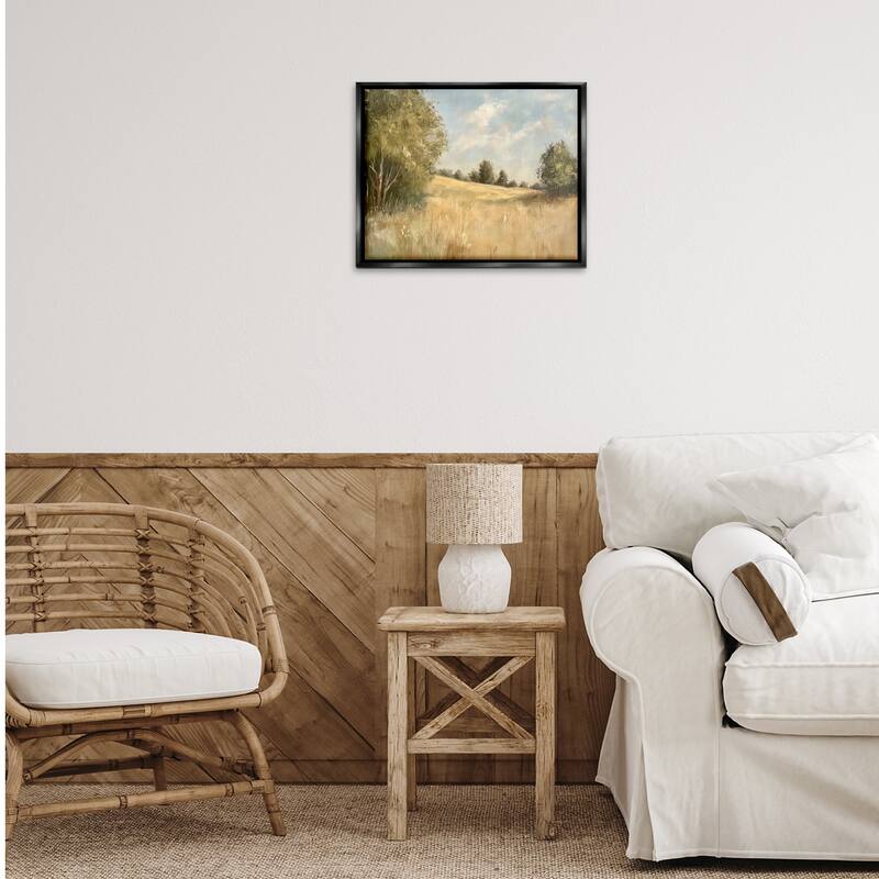 Stupell Classic Country Field Framed Floater Canvas Wall Art Design By Petal Prints Design