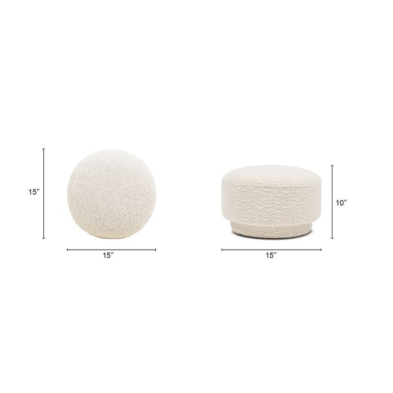 Fuji 15" Faux Sherpa Mushroom Footstool Ottoman