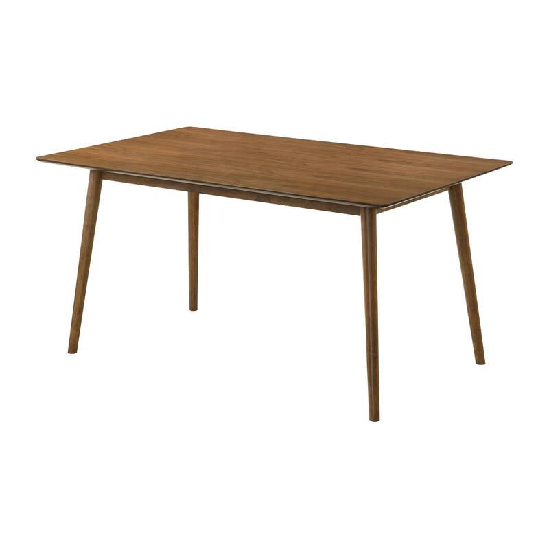 Wena Alana 5 Piece Dining Table Set, Walnut Brown Wood, 4 Orange Chairs