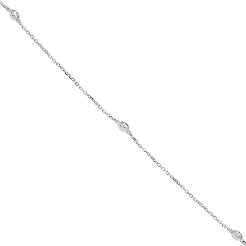 Marquee 1/2 Carat TW Bezel Set Diamond Station Necklace in 14K White Gold