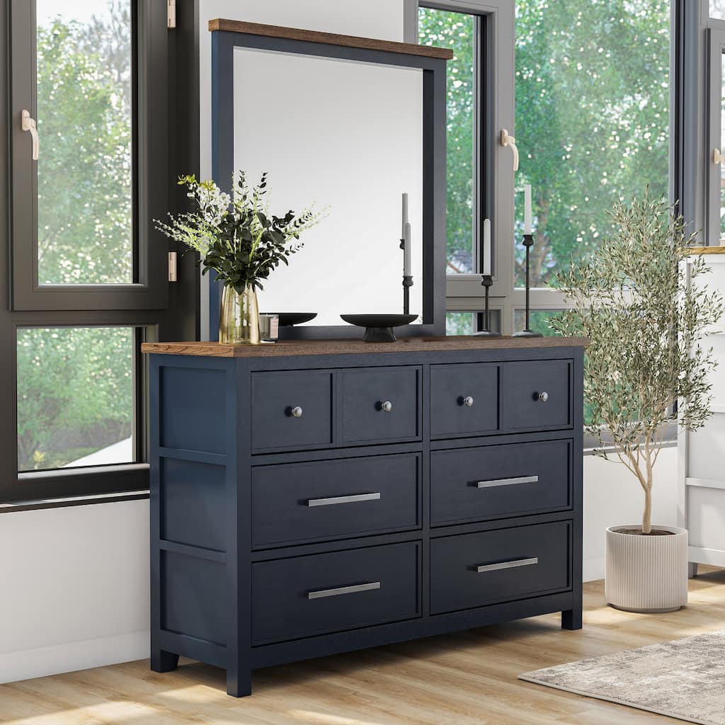 Furniture of America Althea Modern Farmhouse 2-piece Solid Wood 6-Drawer Dresser and Mirror Set