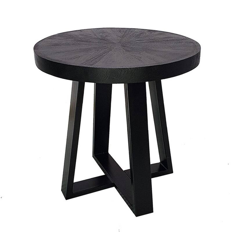 23.6 in. Black Round Wood End Table, Sturdy Build End Side Table for Living Rooms