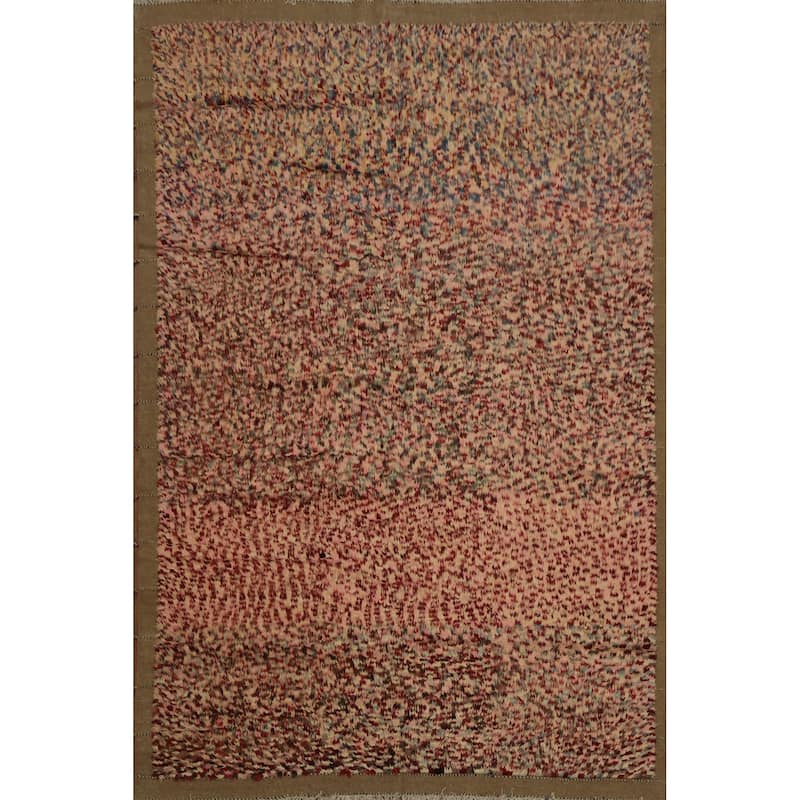 Hand Knotted Oriental 100% Wool Carpet Tribal Checkered Pink Moroccan Area Rug - 10' 7'' X 8' 5''