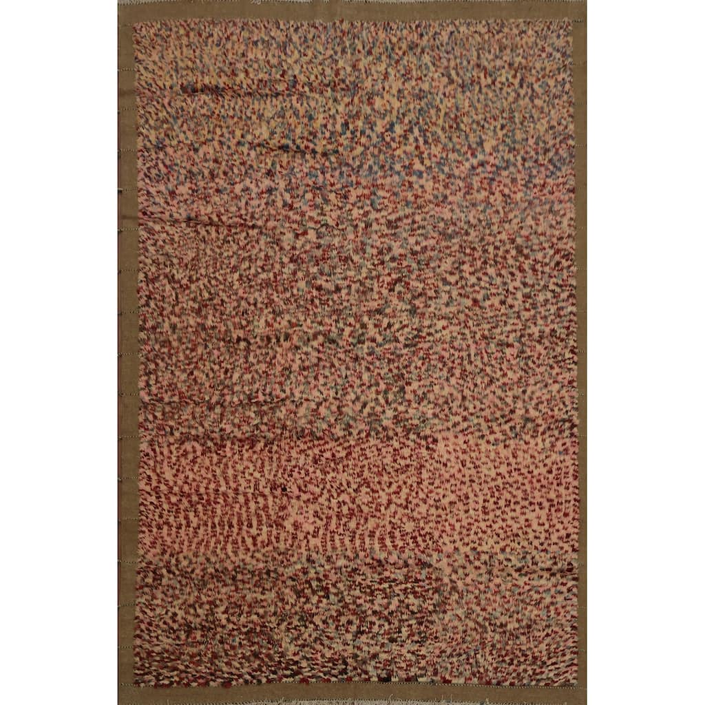 Hand Knotted Oriental 100% Wool Carpet Tribal Checkered Pink Moroccan Area Rug - 10' 7'' X 8' 5''