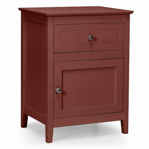 Costway Nightstand with Drawer Accent Side End Table Storage Cabinet