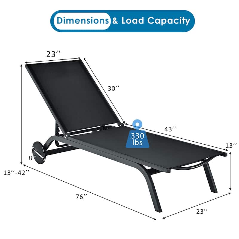 Costway Outdoor Lounge Chair Chaise Reclining Aluminum Fabric - See Details