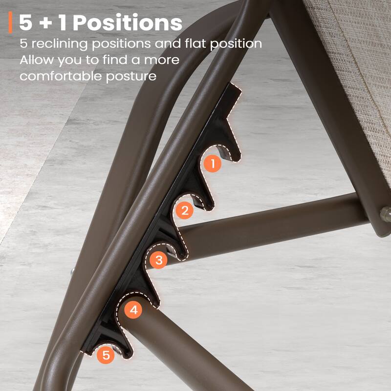 Pellebant Outdoor Adjustable Patio Chaise Lounge Chairs with Armrest Set of 2