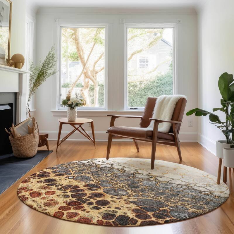 Premium Washable Super Soft Abstract Ombre Mayfield Rug - Ivory - 8' x 8'