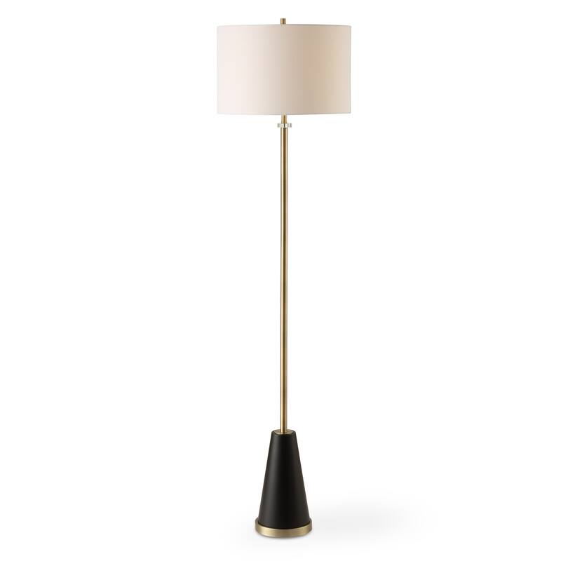 Copper Grove Antique Brass Floor Lamp with Crystal Accent and Linen Shade - 16 x in x 16 x in 63