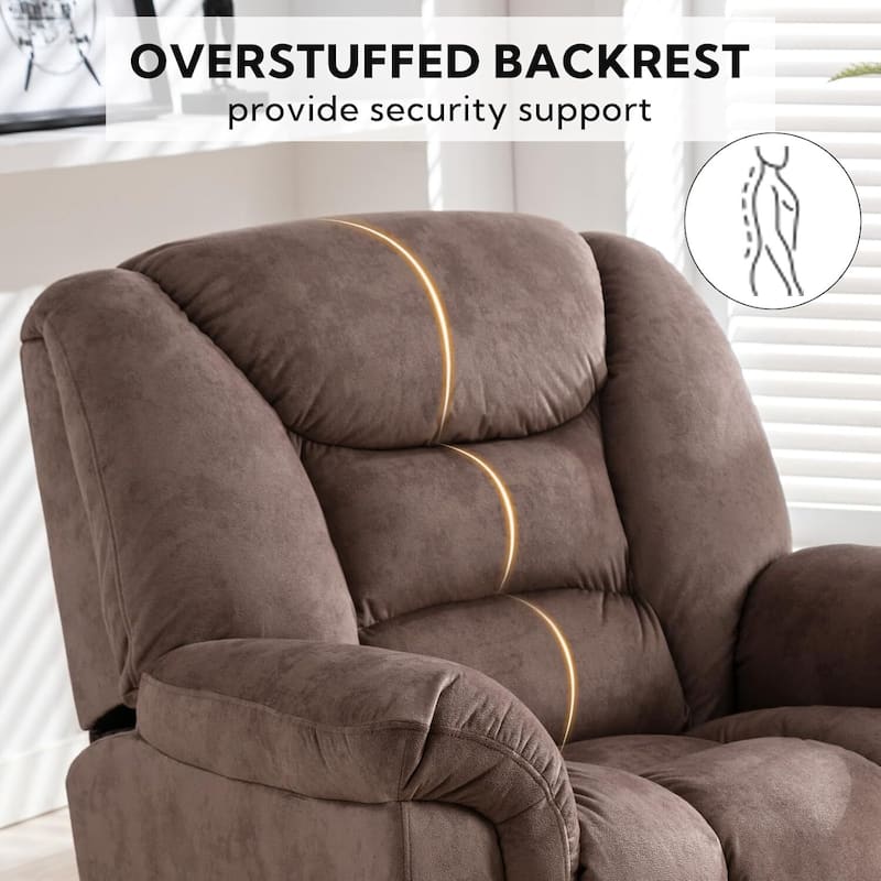 Rocker Recliner Chair Oversized Manual 360° Swivel Recliners for Living Room