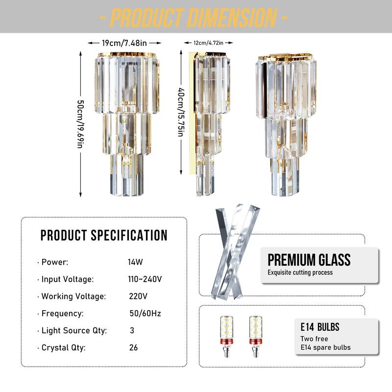 Sumptuous Triangular Prism Crystal Wall Sconce Bedside Lamp