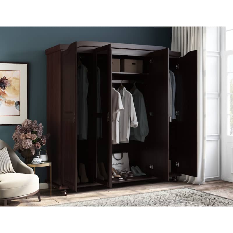 Palace Imports 100% Solid Wood Kyle 4-Door Wardrobe Armoire with Solid ...