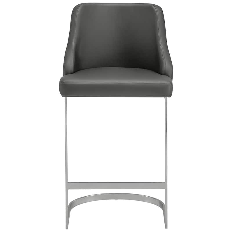 Velvet/ Faux Leather Upholstered Counter Stools, Set of 2 - 18.9"W x 20.5"D x 36.6"H