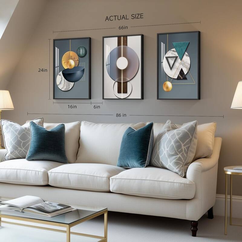 3 Piece Modern Luxury Bright Style Blue Green Paintings Wall Decor