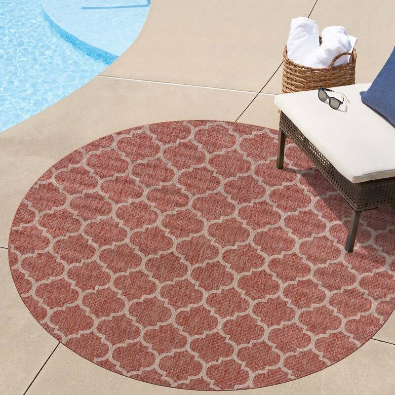Outdoor Khence Collection Area Rug - Rust Red - 10'8" Round