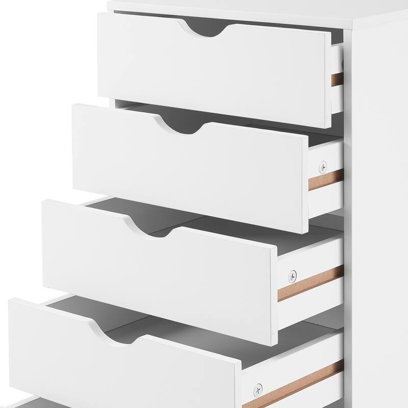5 Drawers Chest, Wood Storage Dresser with Wheels, Craft Storage Organizer and Storage Drawer Office Drawer Unit