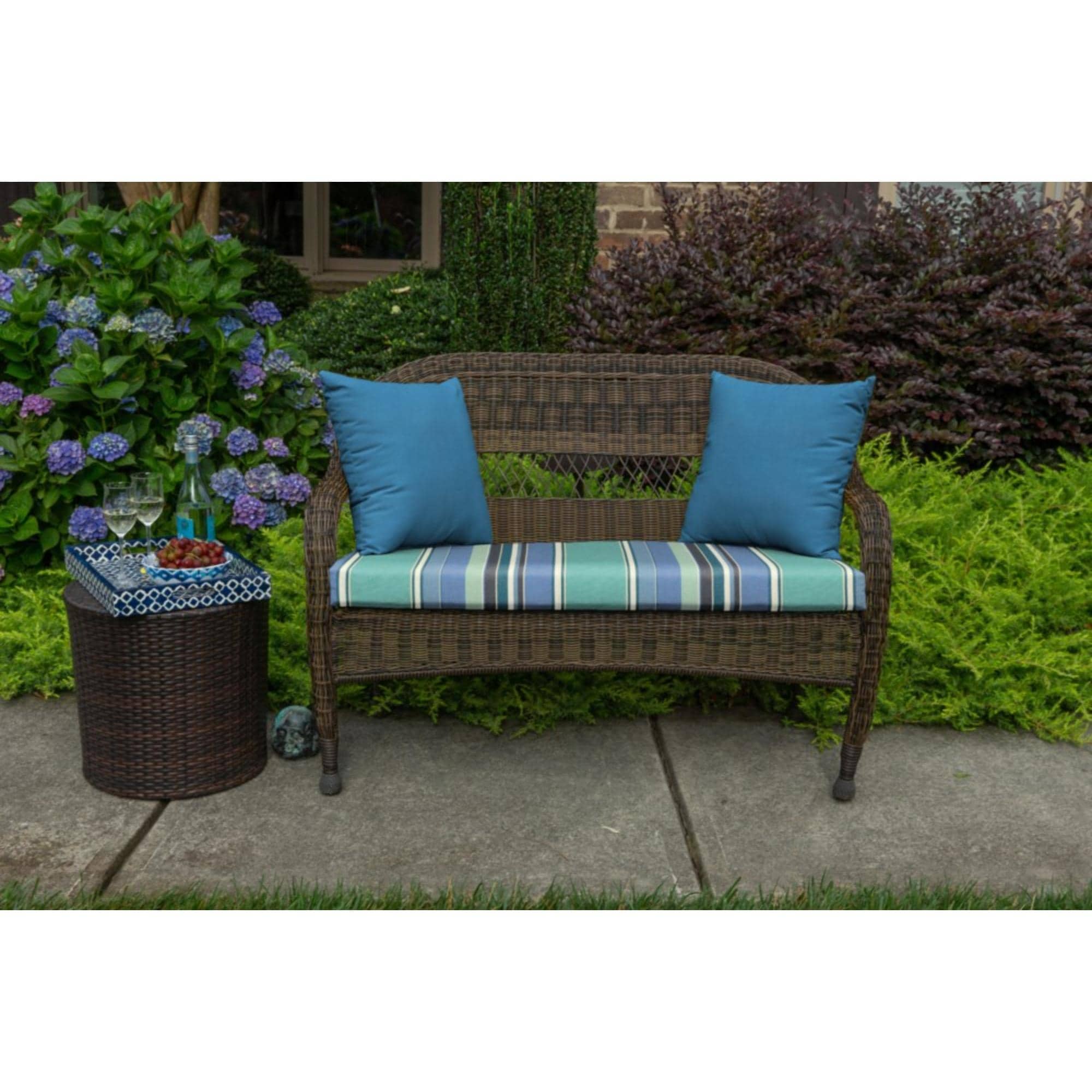 Sunbrella Bench Cushion Blue Sunbrella Cushions Outdoor Wicker
