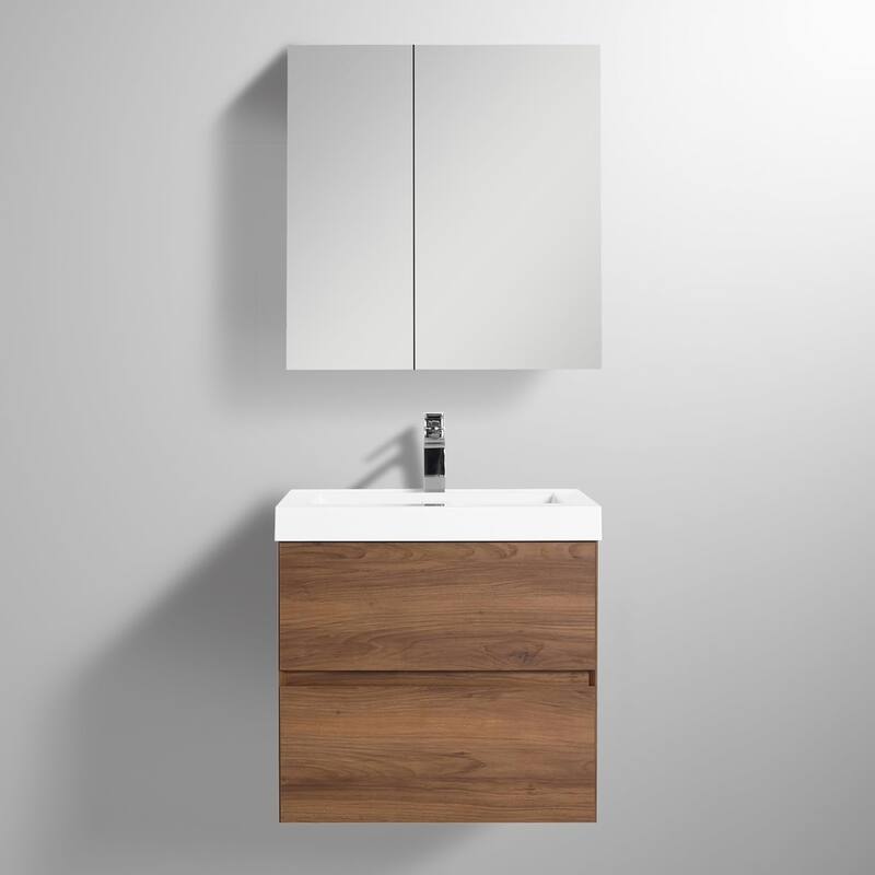 Blossom All Wood Wall Mounted Floating Bathroom Vanity with Sink
