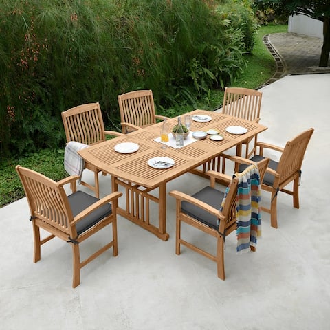 Chignik Casual 7-piece Teak Patio Extendable Dining Set by Havenside Home