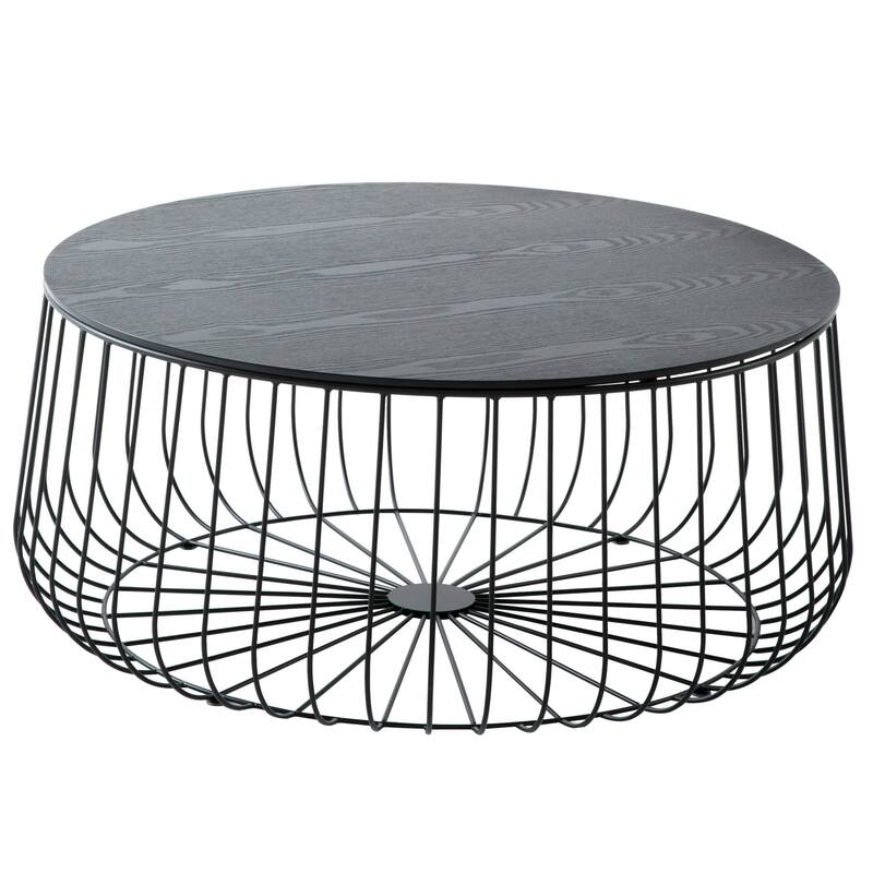 LeisureMod Runswick Modern Round Center Coffee Table - Mid Century Accent Side End Table for Home Office Living Room Bedroom