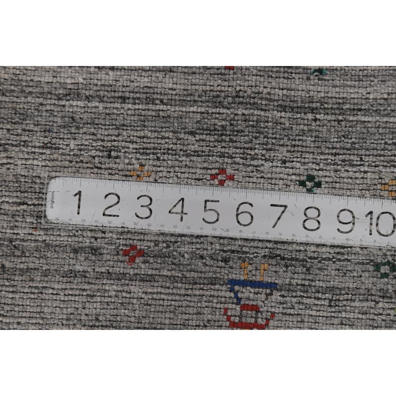 Gabbeh Oriental Area Rug Hand-Knotted Tribal Silk Carpet - 9'5" x 11'10"