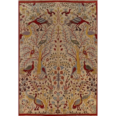 All-Over Animals Design Ziegler Oriental Area Rug Handmade Wool Carpet - 8'1"x 9'10"