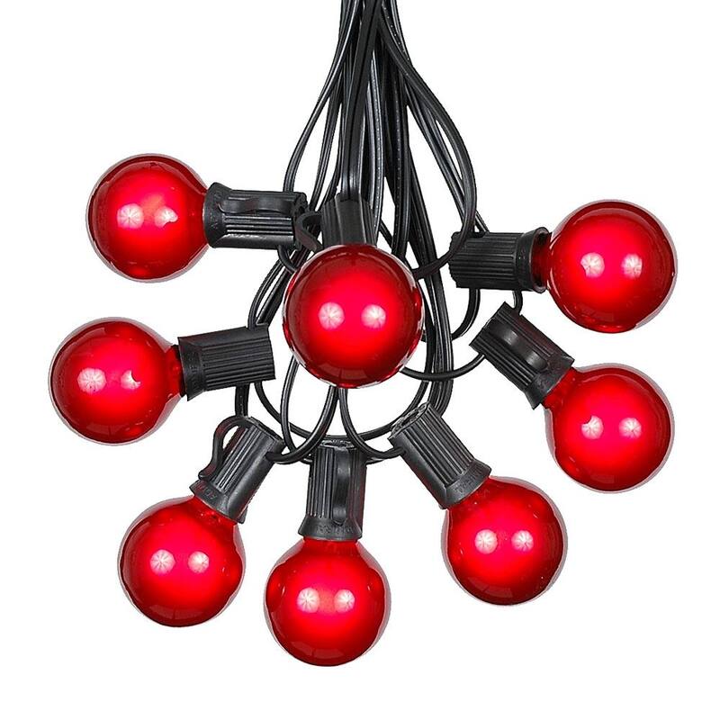 25 Foot G40 Outdoor Globe Patio String Lights - Set of 25 G40 Globe Bulbs - Red