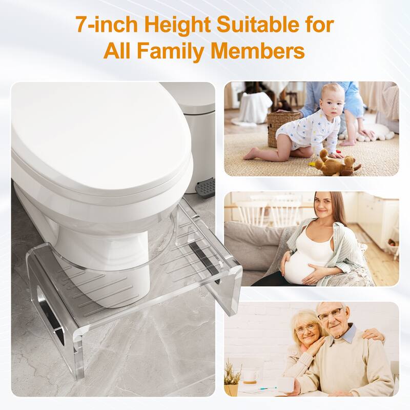 7'' Tall Acrylic Non-Slip Squatting Toilet Stool
