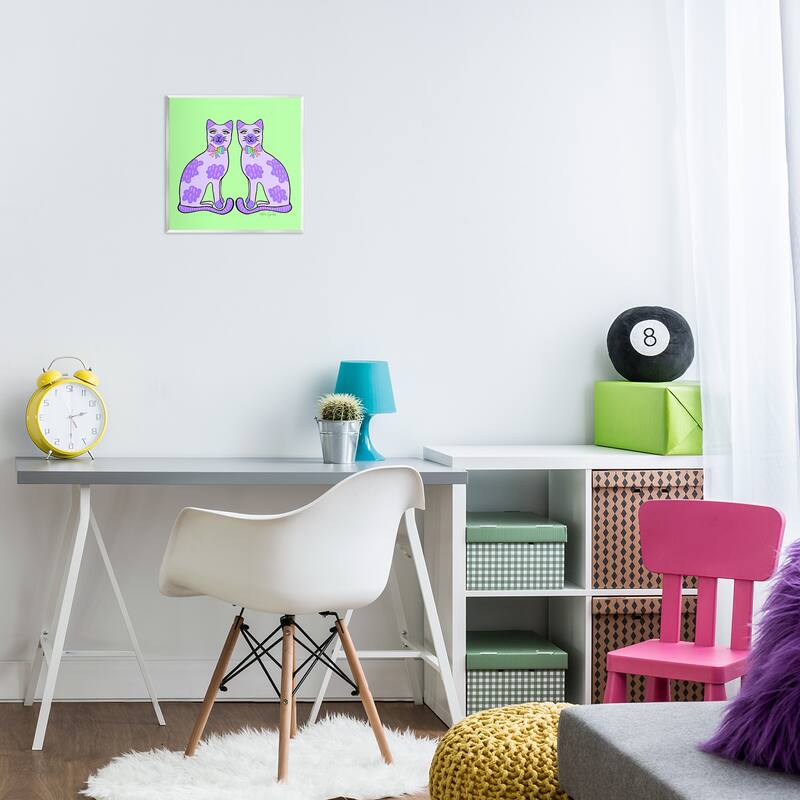 Stupell Purple Cats on Green Wall Plaque Art Design By Katie Conley