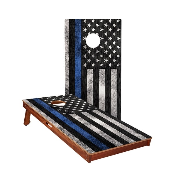 slide 2 of 5, Thin Blue Line All-Weather Cornhole Boards NO Bags - Add Board Lights