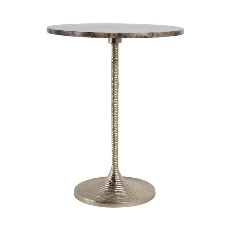 Metal Base Marble Top Modern Glam Accent Table Round Silhouette