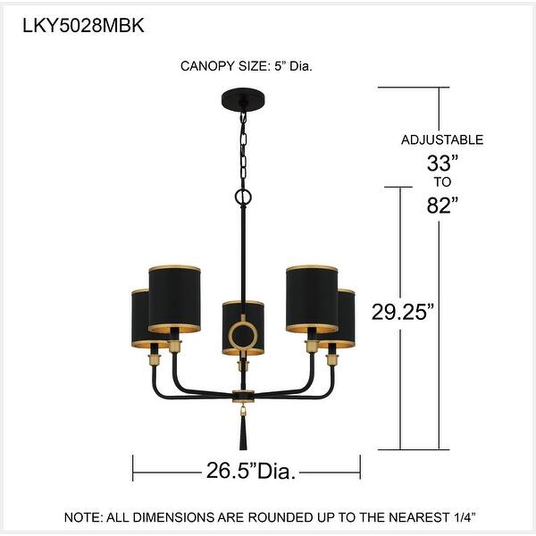 Lockery 5-Light Matte Black Chandelier