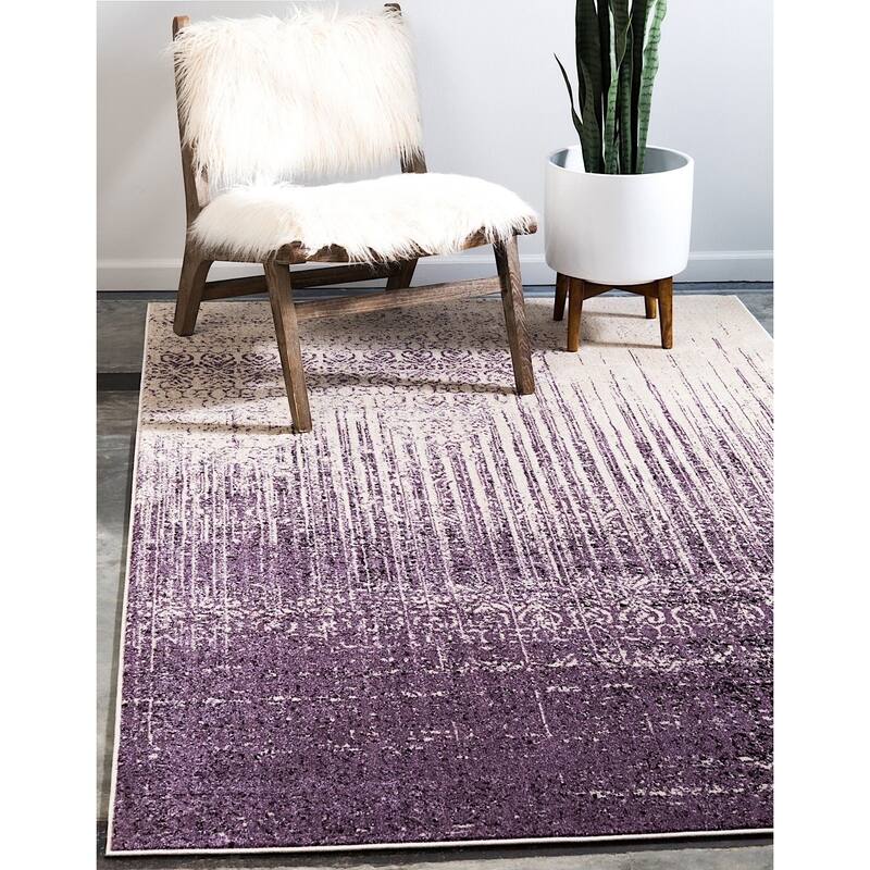 Contemporary Weby Collection Area Rug - 7'x10' - Purple