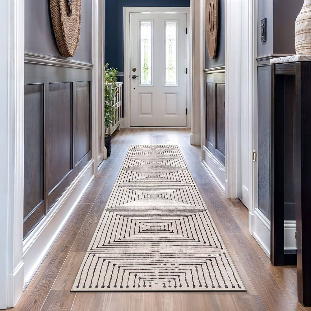 World Rug Gallery Bohemian Stripes Washable Non-Slip Area Rug