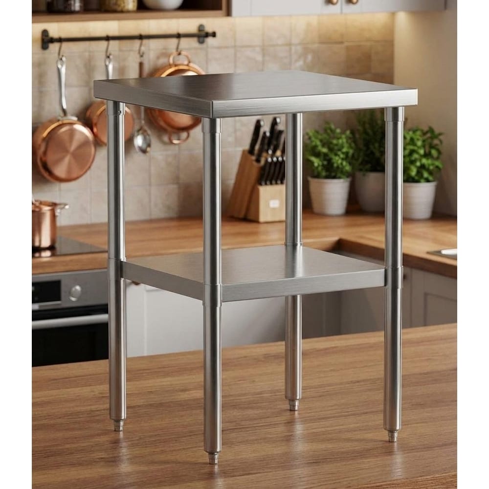 Heavy Duty Stainless Steel Work Table, with Adjustable Undershelf
