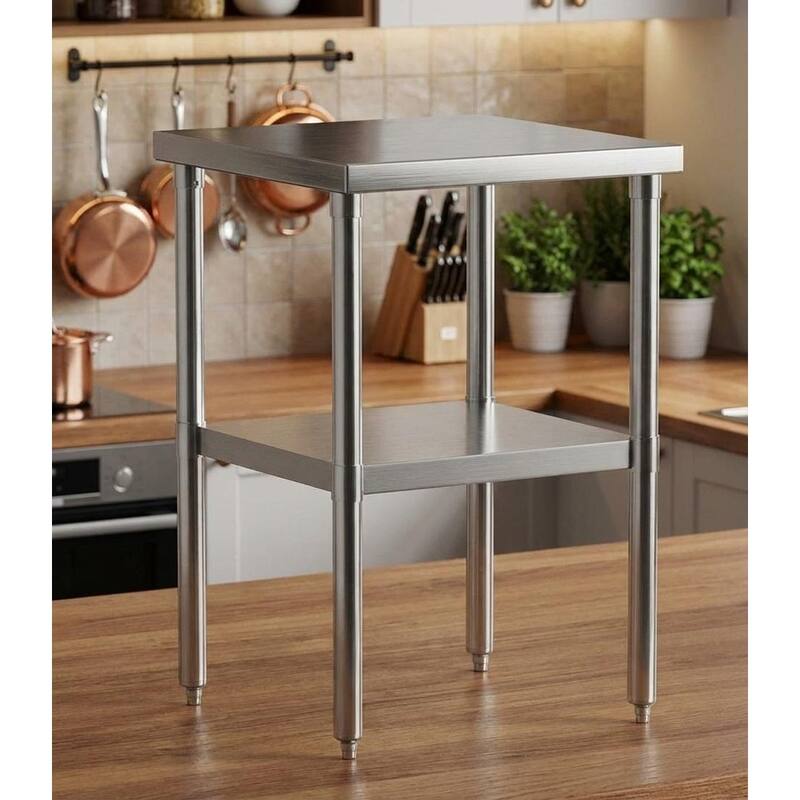 Heavy Duty Stainless Steel Work Table, with Adjustable Undershelf - 24*24 in
